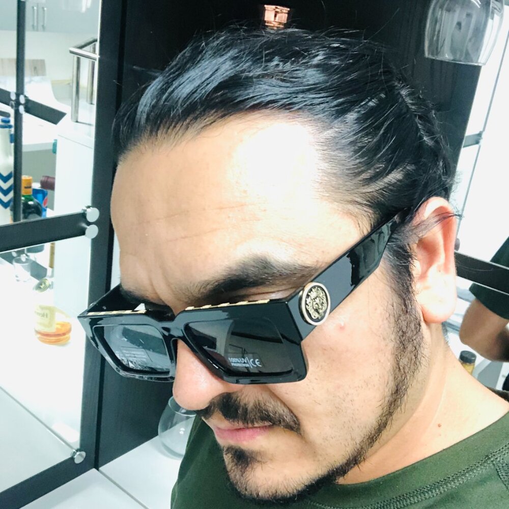 Men Sunglasses Fashion Designer Hip Hop Retro Black Gold Frame Square Shades New